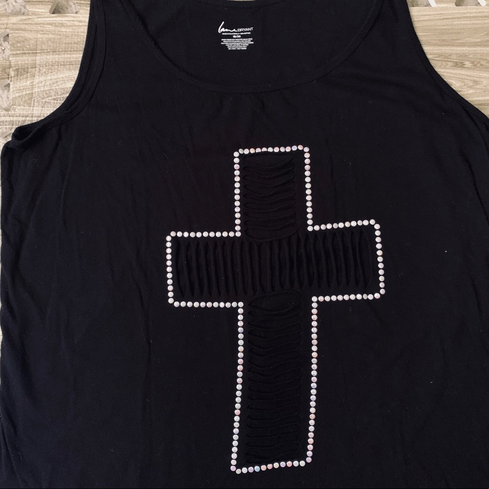 Lane Bryant Black Open Cross Tank Sz 18/20